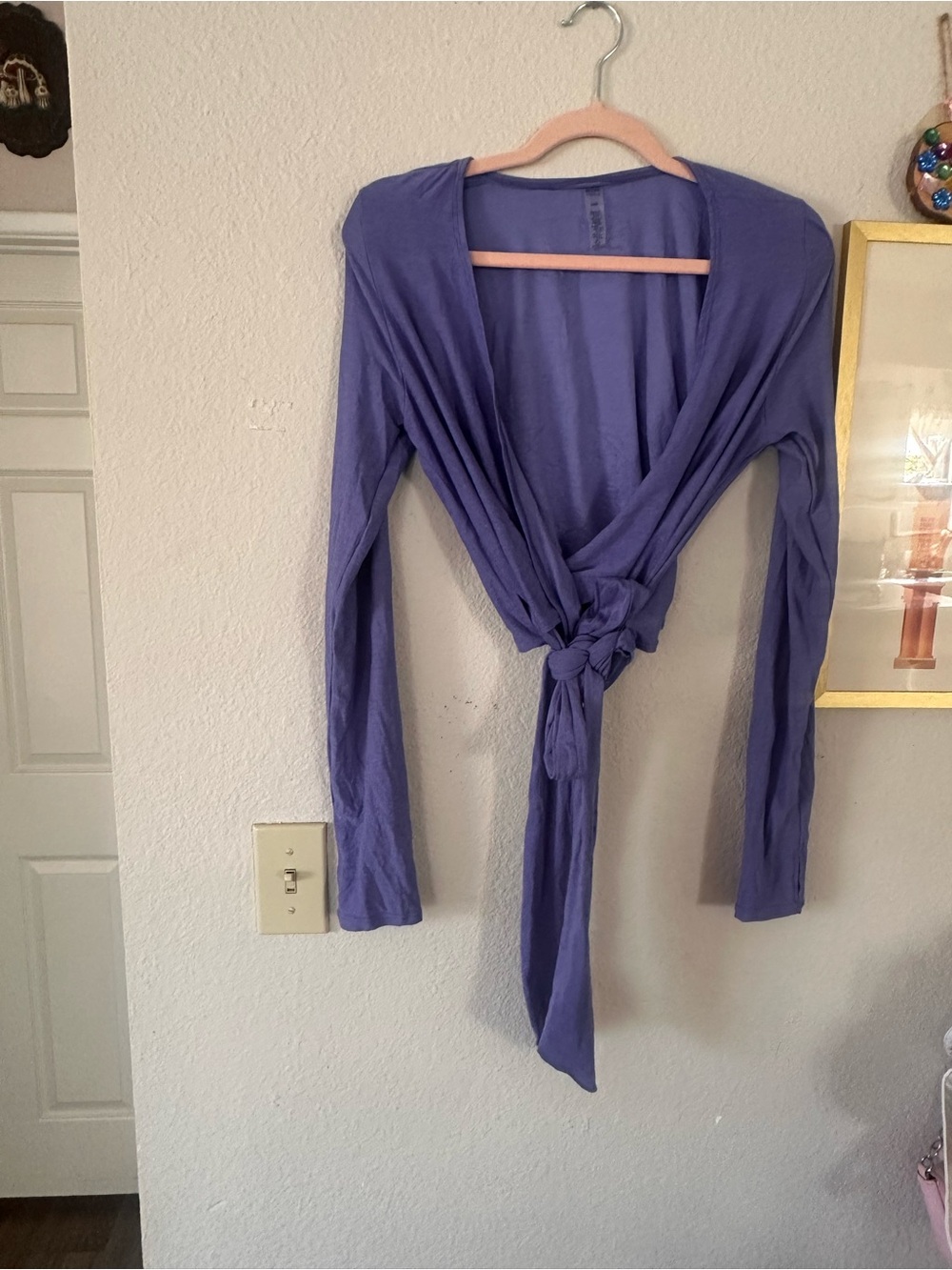 Beyond Yoga Lavender Tie-Front Wrap Top L